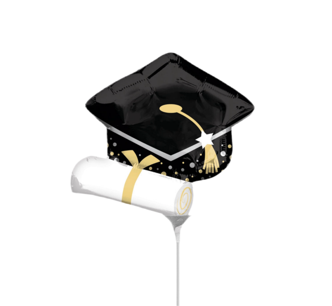 Anagram 9" Black Grad Cap & White Diploma (Flat)